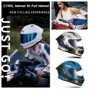 Caschi motociclisti Cyril Sailor R1 Helmet Bluetooth Full Racing Summer Big Tail Magnetic Lens traspirante