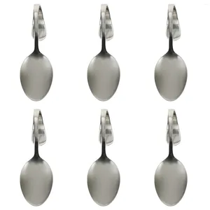 Löffel 6pcs Lernlöffel Edelstahlsalat Scoops selbst füttern Kaffee Dessert Tee Rühren (Silber