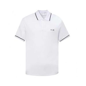 Hög version CL Hembrev broderad poloskjorta för par Fashionabla löst passande nödställda T-shirt med korta ärmar