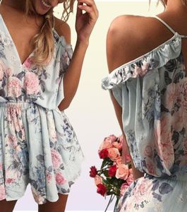 2019 One Piece Women Beachwear Flower Print Ruffle Sexy Women Ladies Sleeveless Bikinis Summer Bathing Suit Jumpsuit Romper242E4812490