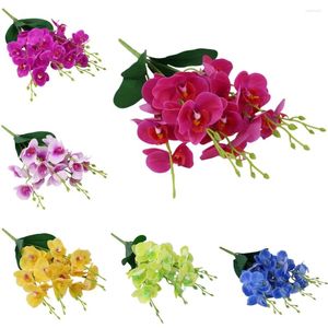 Decorative Flowers 20Heads 45CM Artificial Butterfly Orchid Bouquet Fake Wedding Home Decor Long Lasting Perfect For Bridal Bouquets