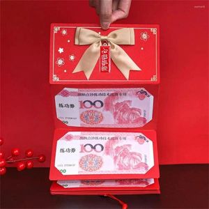 Gift Wrap 2pcs Stretch Style Folding Red Envelopes With Bow Knot Foldable Lucky Money Bag Stamping Tassel Packet Wedding