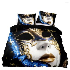 Bettwäsche -Sets amerikanischer Duvet -Cover Luxus -Weichset mit Kissenbezug Frau Goldener Maske Druck für doppelte Zwillingsgröße