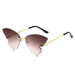 Модные бабочки роскошные солнцезащитные очки женщин дизайн бренда без оправы кошачьи глаза солнечные очки.