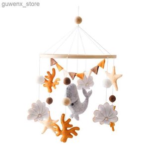Mobile# Baby Rassel Spielzeug Weiche Filz Ozean Holz Mobile auf dem Bett Neugeborene Musikbox Bett Glocke Hanging Spielzeughalter Halterung Krippe Crib Toys Y240412Y240417y8t3
