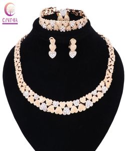 Women Bridal Gift Nigerian Wedding African Beads Jewelry Set Fashion Dubai Gold Crystal Heartshaped Jewelry Set Costume Design5172968