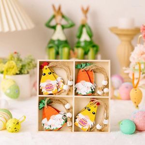 Decorative Figurines 12pcs Easter Wooden Gnomes Ornaments Tree Decorations Hanging Faceless For Spring Party