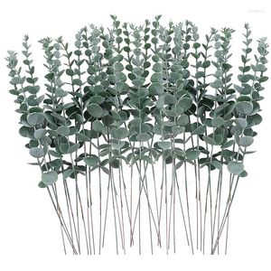 Dekorative Figuren Lber 36pcs Eukalyptus Stängel Dekor künstliche Blätter Kunstzweige für Hochzeit Herzstück Blumenblumenblumenhaus