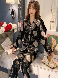 Vinter höstbrev tryckta pyjamas sätter hem textil modemärke designer tecknad mönster avslappnad kvinnor långärmad cardigan sle9392094