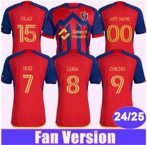 2024 25 REAL MENS SOCCER JERSEYS Salt Chicho Ruiz Luna Crooks Glad Ojeda Lake Home Football Shirt Vuxen Kort ärmuniformer