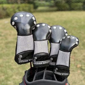 Golf Headcover Black gray Driver 3and5wood Hybrid Golf headcover Contact us to view pictures with LOGO