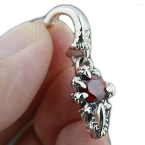 Saplama Küpe Kırmızı CZ Stone 925 STERLING Gümüş Dragon Pençe Küpe 8R006