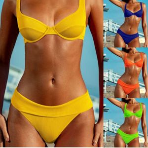 2024 neuer Bikini -Stahl Festfarb Nylon Badeanzug sexy Badeanzug