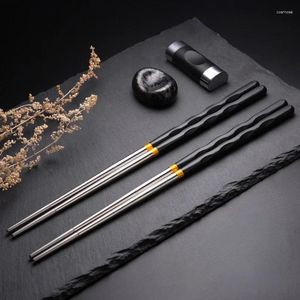 Chopsticks 2 Pairs Stainless Steel Chinese Japanese Wand Metal Sticks Korean Sushi Noodles Reusable Stick Dinnerware