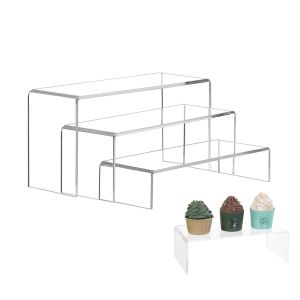 3st Clear Acrylic Display Parfym Stand Smycken Display Shelf Cupcake Stand Candy Figures Collections Servering Tray Organizer