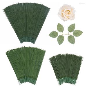 Decorative Flowers 100 Pcs 17/25/30cm Green Wire Rods Diy Artificial Pot Plant Stems Plastic Simulation Flower Branches Craft Materials