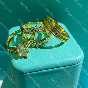 Anel de casamento Designer Anéis de ouro para mulheres High Qualiry Diamond Ring Ladies Luxury noivado Ring Jewelry Gift With Box