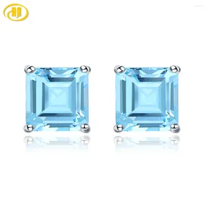 Stud Earrings Natural Sky Blue Topaz 925 Sterling Silver 2.8 Carats Genuine Gemstone Engagement Gift Classic Style Fine Jewelry