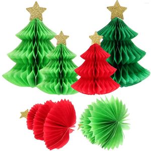 Duvar Kağıtları 6 PCS Noel Ağacı Dekorasyon Süslemeleri Petek Süsleri Parti Masa Dekors Ball Xmas Kağıt Centerpiece Centerpieces