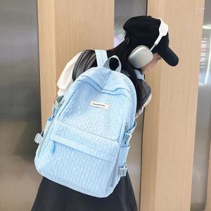 Estudante de mochila Alta capacidade Mulheres moda viagens sólidas Nylon Waterproof College Bookbag Casual Girl School Bags Mochilas