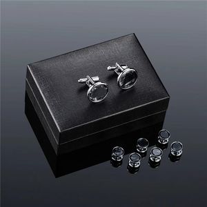 Man Shirt Cufflinks Studs Set Metal Cufflink for Mens Original Gift Husband Jewelry Business Tie Clip Fashion240412