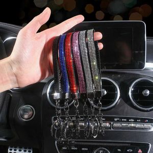 Key Rings Universal Luxury Car Keychain Lanyard Crystal Rhinestone Mobile Phone Neck Strap Key Ring Holder Bling Car Accessories for Woman 240412