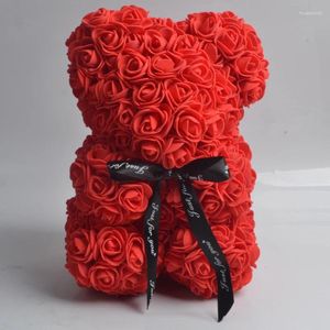 Flores decorativas Dia dos namorados Presente 25 cm urso urso vermelho espuma de espuma de pelúcia flor