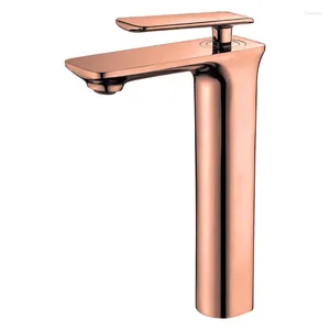 Rubinetti del lavandino da bagno bacino in oro rosa mixer ottone solido manico freddo a ponte toni di alta qualità a ponte montato