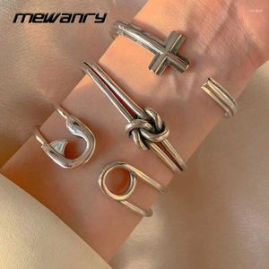 Bangle Silver Color Cross Pin Knotted Vintage Bracelet Fashion Trendy Elegant Party Jewelry Birthday Gifts For Women