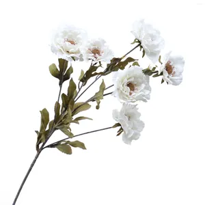 Fiori decorativi 6 teste Artificial Peony Flower Branch Simulazione White Cranes Peonies scelte per casa decorazione fai -da -te