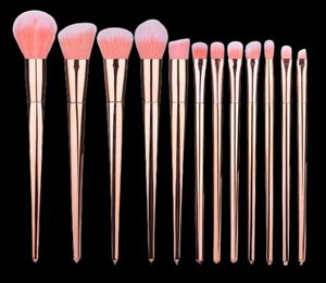 12 pezzi Buscini per trucco in oro rosa set polvere basamento Fondazione faccia del blusher Make Up Brush Contour Concealer Blush Labbro Eyeshadow Eyebrow Beau7346610