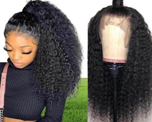 Black Deep Kinky Curly 360 Lace Frontal Synthetic Wig BabyHair Heat Resistant Fiber Simulation Human Hair For Women48013203652245