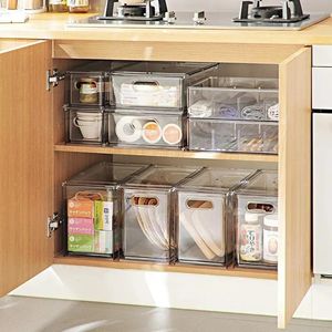 Storage Bottles Kitchen Cabinet Organizer Pantry Holder Refrigerator Drawer Food Box Transparent Freezer Vegetable Divider Container