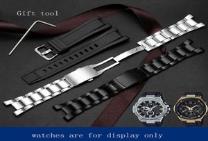 Yopo rostfritt stål rems svart silverarmband specialgränssnitt för g chock GSTW300400GB100W120L Silicoen Watch Chain H09155784290