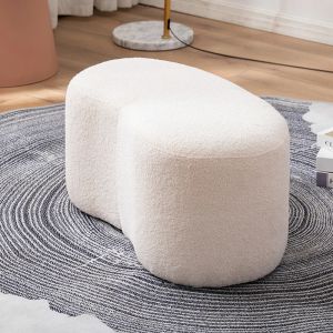 Luxury Pall Ins Lamb Byte Wool Foot Pall Bedroom Pouf Nordic Shoe Ottoman Creative Design Living Room Floor Soffa Bench