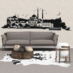 Istanbul Wall Decals Hagia Sophia Decor Art Vinyl Stickers Turkey Skyline City Church Wallpaper Mosque Islamic Sea Mural LL897 240403