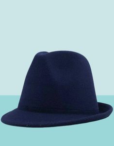 Beanieskull Caps Simple White Wool Felt Hat Cowboy Jazz Cap Trend Trilby Fedoras Hat Panama Cap Chapeau Band for Men Women 5658C7284746