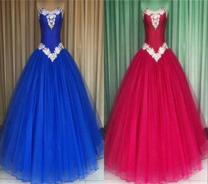 Splendido abito da ballo Quinceanera rosa blu reale abiti da ballo a buon mercato Sweet 16 abiti per ragazze Organza Corset Back Back Crysta9017117