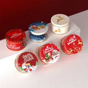 Metal Cookie Box Christmas Gift Box Candy Story Containers Tinplate Presentlådor med lock för Xmas Holiday Party Supplies