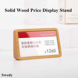 102x64mm Wood Mini Acrylic Sign Holder Display Stand Photo Picture Frame Small Table Price Label Paper Card Tags