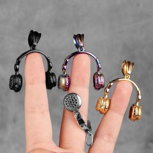 Headset Earphone Gold Mens Long Necklaces Pendants Chain Hip Hop for Boy Male Stainless Steel Jewelry