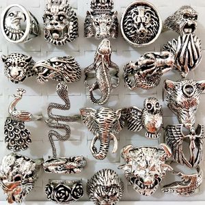 25pclot przesadzony okrutne zwierzęta rocker rowerzysta Ring Dragon Snake Elephant Owl Big Men Party Gift Hurtowe Mixed240412