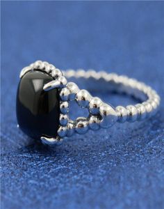 925 Sterling Silver Black Viady Duchowe Kamienie Pierścień Pierścień Fit Charm Bejdia zaręczynowe Miłośnicy ślubu Pierścień mody dla kobiet1624399