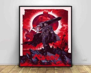 Poster Berserk Japão Anime Art Posters de seda Decoração de parede Impressão quadro cuadros H11105784165