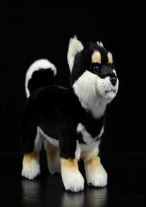 28cm Shiba Inu Real Life Plush Standing Japanese Black Dog Pet Doll Soft Lifelike Stuffed Animal Cute Kids Toys Christmas Gifts Q05766247