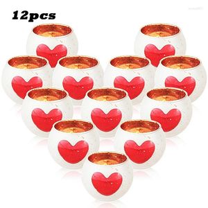 Candle Holders 12 Piece White Heart Glass Ball Candlestick Romantic Candlelight Dinner Bar Decoration Ornaments