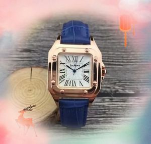 Shinny Womens kleine Größe Uhren drei Nadeln Design Quarz hochwertige Luxuskuh Ledergürtel Roségold Color Case Fashion Square Tank Roman Watch Geschenke