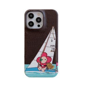 Fashion Designer Doodle Telefono per iPhone 15 15Pro 14 14Pro 14Plus 13 13Pro 12 12Pro 11 Pro Max Luxury Pattern Cellula in pelle Custodia con scatola