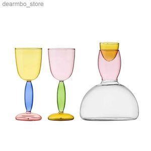 نظارات النبيذ hih borosilicate ملونة lass يدوي الإنترنت المشاهير الإبداعية النبيذ oblet بوردو كأس النبيذ الأحمر decanter الحزب l49