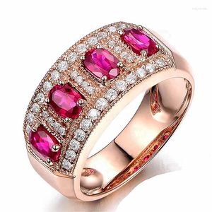 Ringas de cluster Vintage Rose Gold Silver Wedding for Women Jewelry Luxury White Zircon Noivado Ring